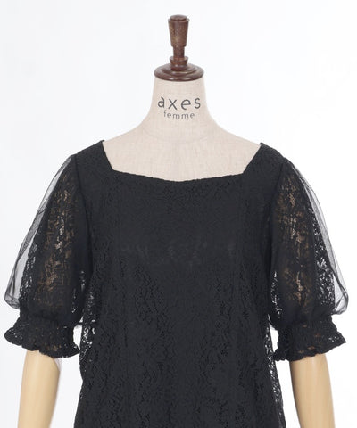 Tulle Sleeve Full Lace Top