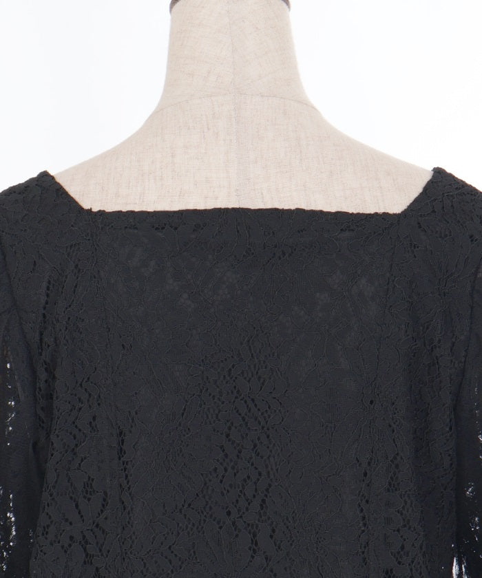 Tulle Sleeve Full Lace Top