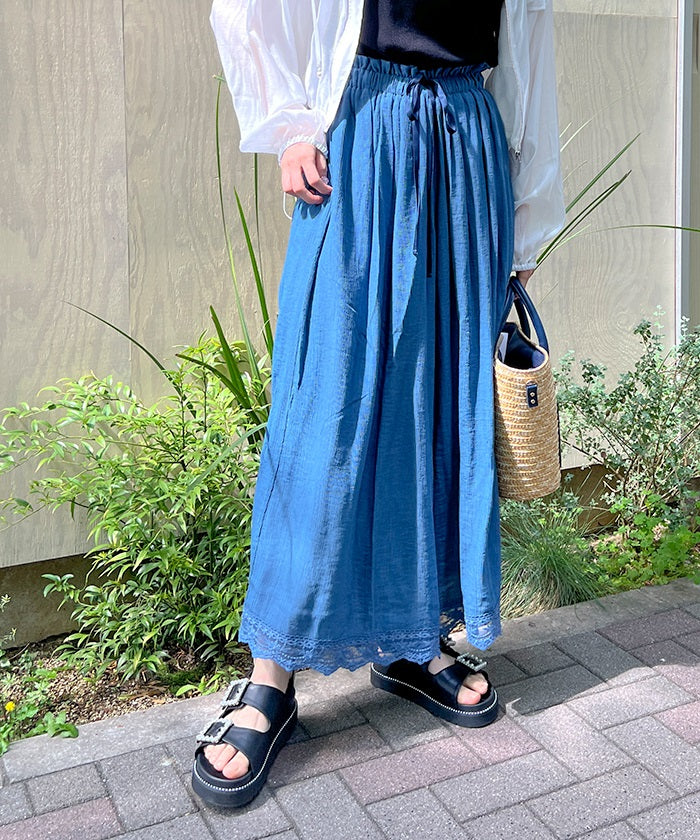 Selectable Length Willow Crepe Wide Pants