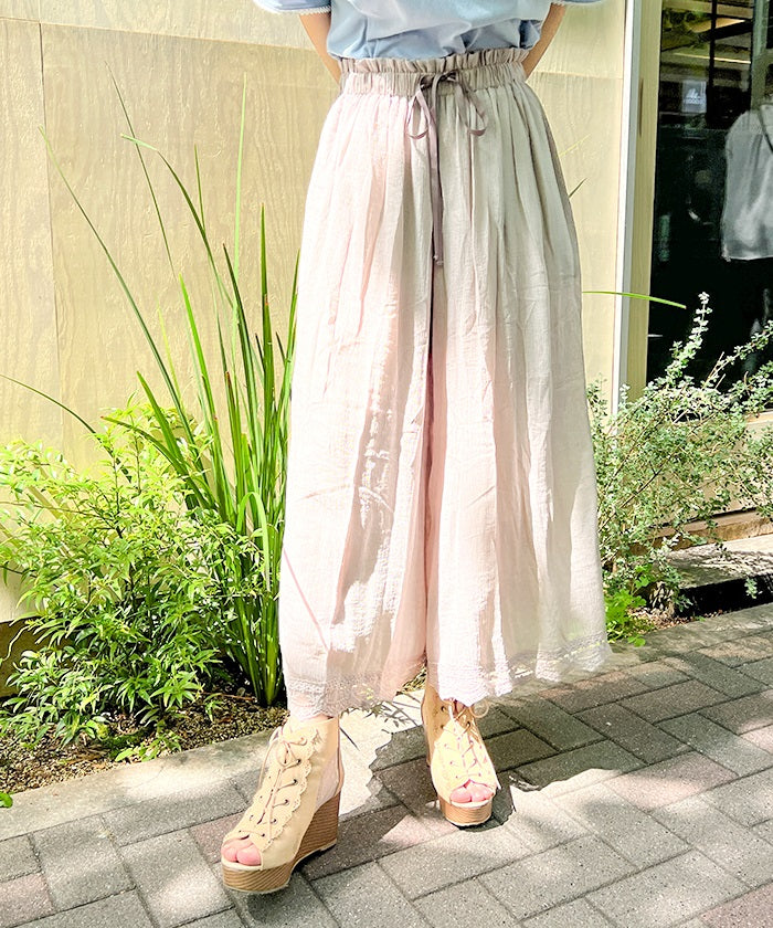 Selectable Length Willow Crepe Wide Pants