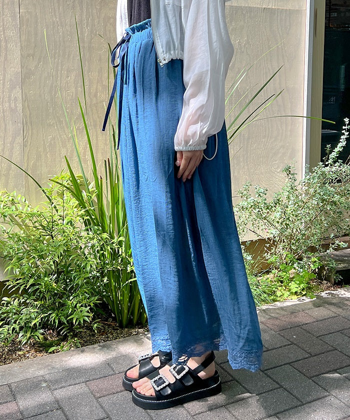 Selectable Length Willow Crepe Wide Pants