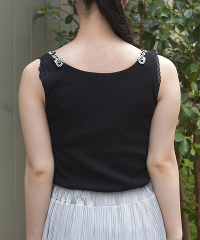Rose Lace Tank Top with Built-in Cups