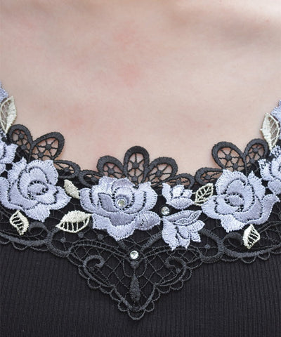 Rose Lace Tank Top with Built-in Cups