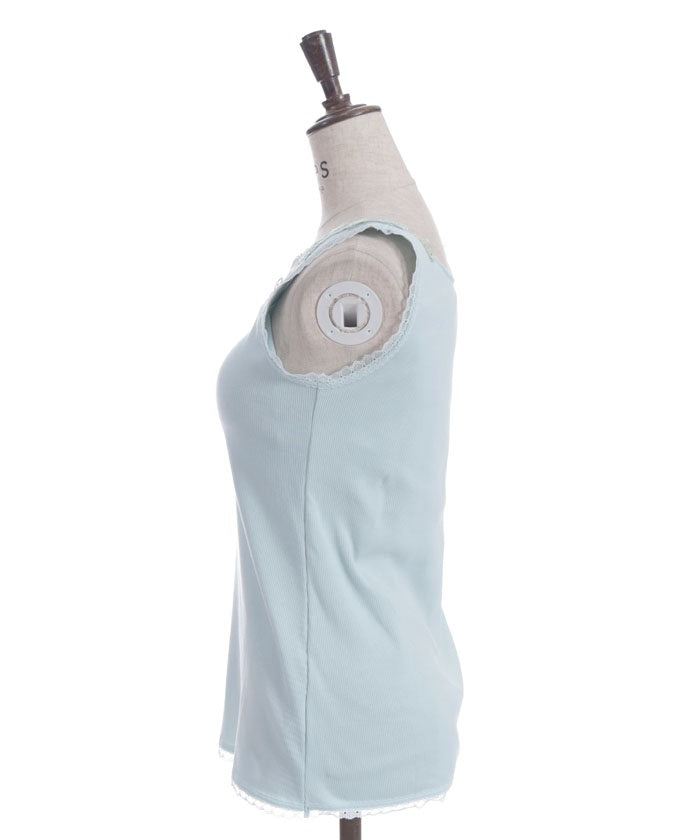Rose Lace Tank Top with Built-in Cups