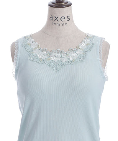 Rose Lace Tank Top with Built-in Cups