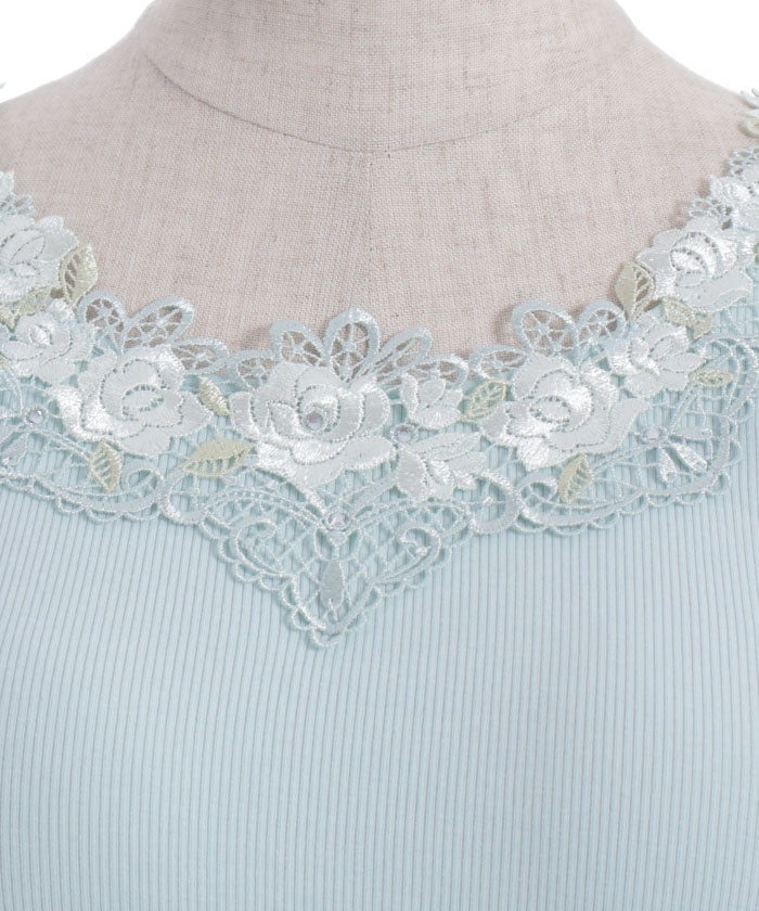 Rose Lace Tank Top with Built-in Cups