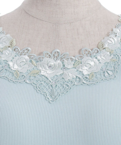 Rose Lace Tank Top with Built-in Cups