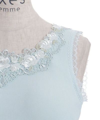 Rose Lace Tank Top with Built-in Cups