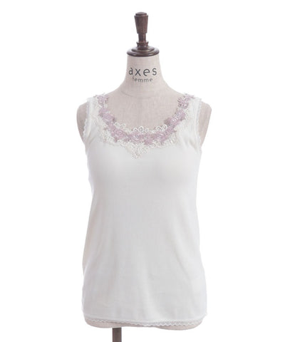 Rose Lace Tank Top with Built-in Cups