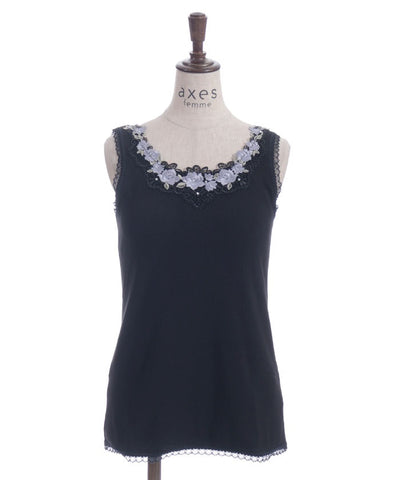 Rose Lace Tank Top with Built-in Cups