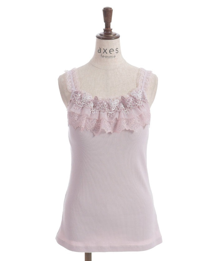 Butterfly Lace Camisole with Built-in Cups