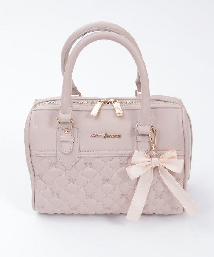 Ribbon Embroidery Quilted Boston Bag (Pre-order)