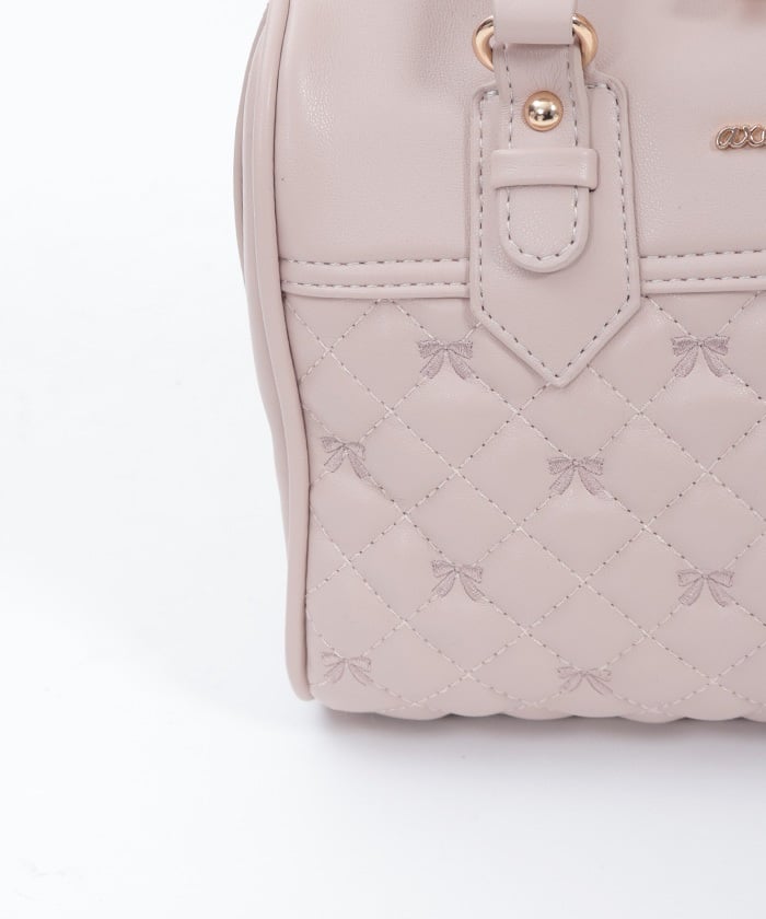 Ribbon Embroidery Quilted Boston Bag (Pre-order)