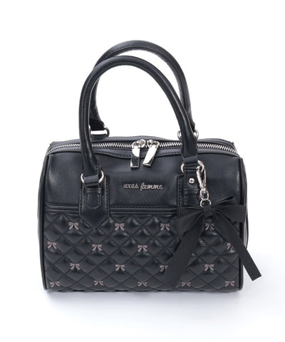 Ribbon Embroidery Quilted Boston Bag (Pre-order)