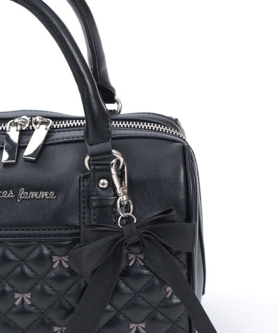 Ribbon Embroidery Quilted Boston Bag (Pre-order)