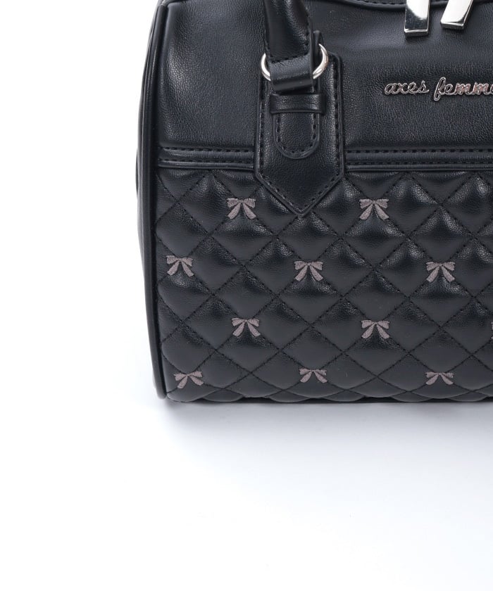 Ribbon Embroidery Quilted Boston Bag (Pre-order)