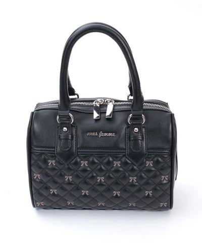 Ribbon Embroidery Quilted Boston Bag (Pre-order)