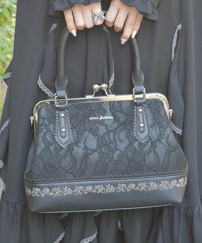 Lace Layered Clasp Boston Bag – axes femme from JAPAN
