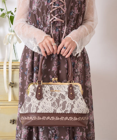 Lace Layered Clasp Boston Bag