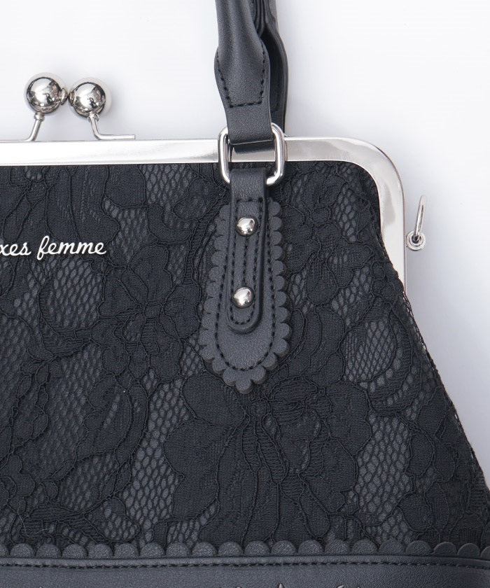 Lace Layered Clasp Boston Bag