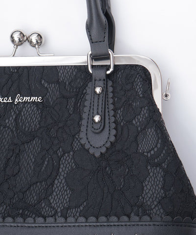 Lace Layered Clasp Boston Bag