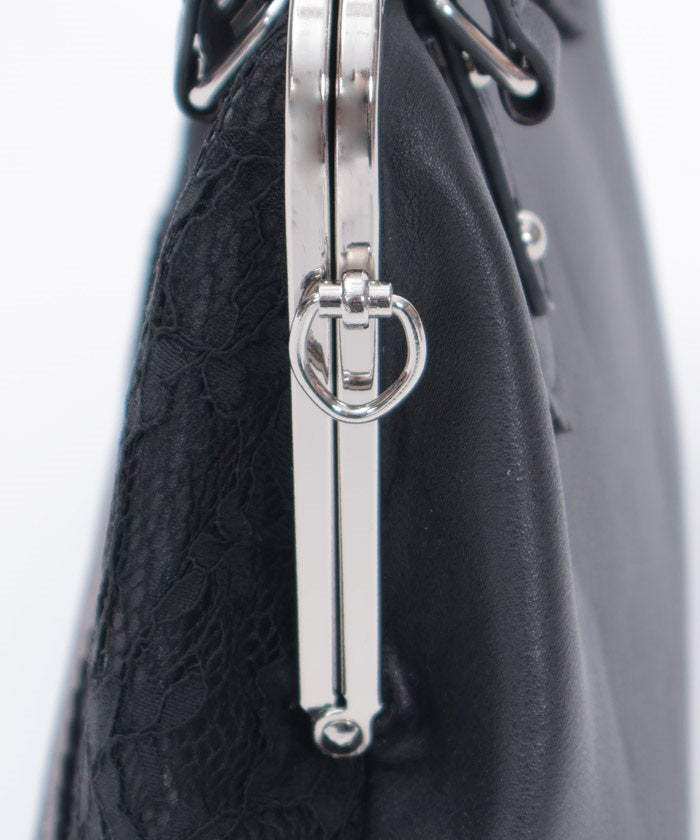 Lace Layered Clasp Boston Bag