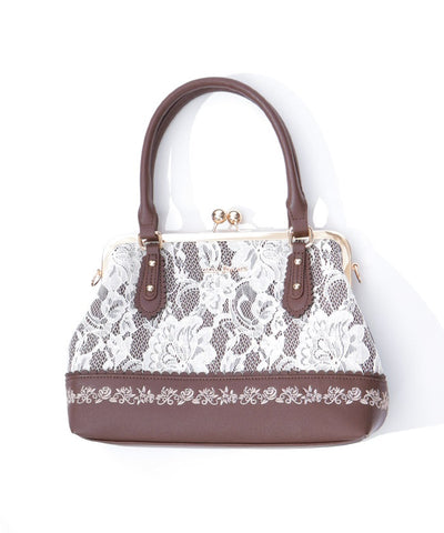 Lace Layered Clasp Boston Bag