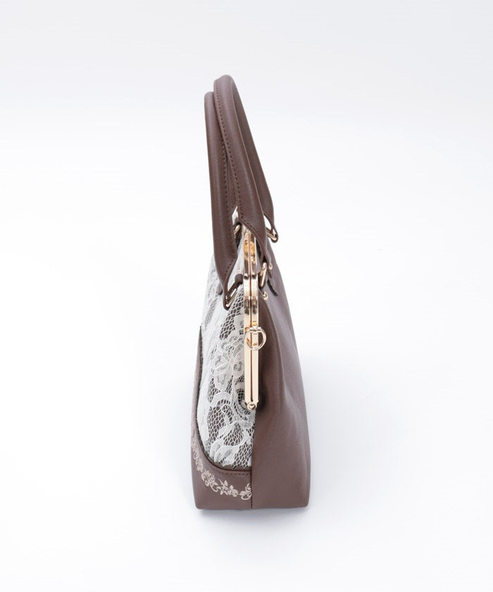 Lace Layered Clasp Boston Bag
