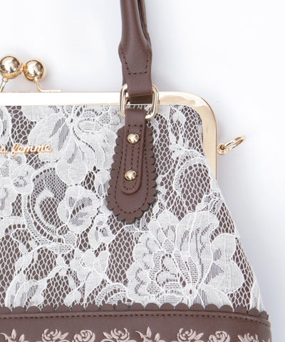 Lace Layered Clasp Boston Bag