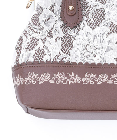 Lace Layered Clasp Boston Bag