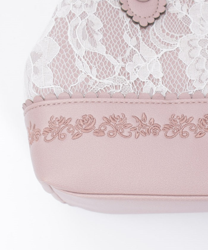 Lace Layered Clasp Boston Bag