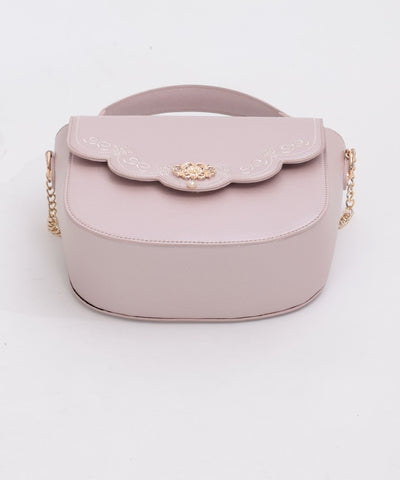 Ribbon Scalloped Embroidery Pochette