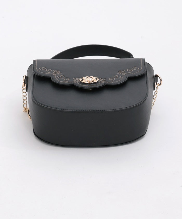 Ribbon Scalloped Embroidery Pochette