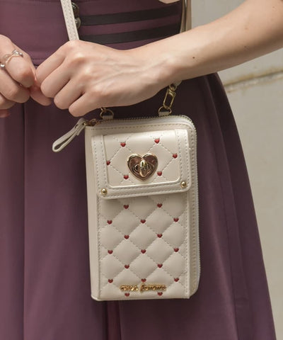 Heart Embroidery Smartphone Pochette