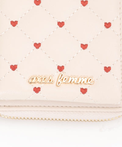 Heart Embroidery Smartphone Pochette