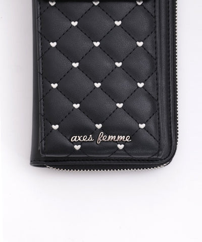 Heart Embroidery Smartphone Pochette