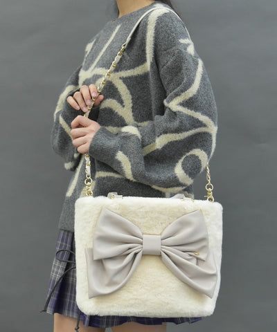 Ribbon Design Fur Bag