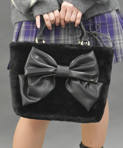 Ribbon Design Fur Bag