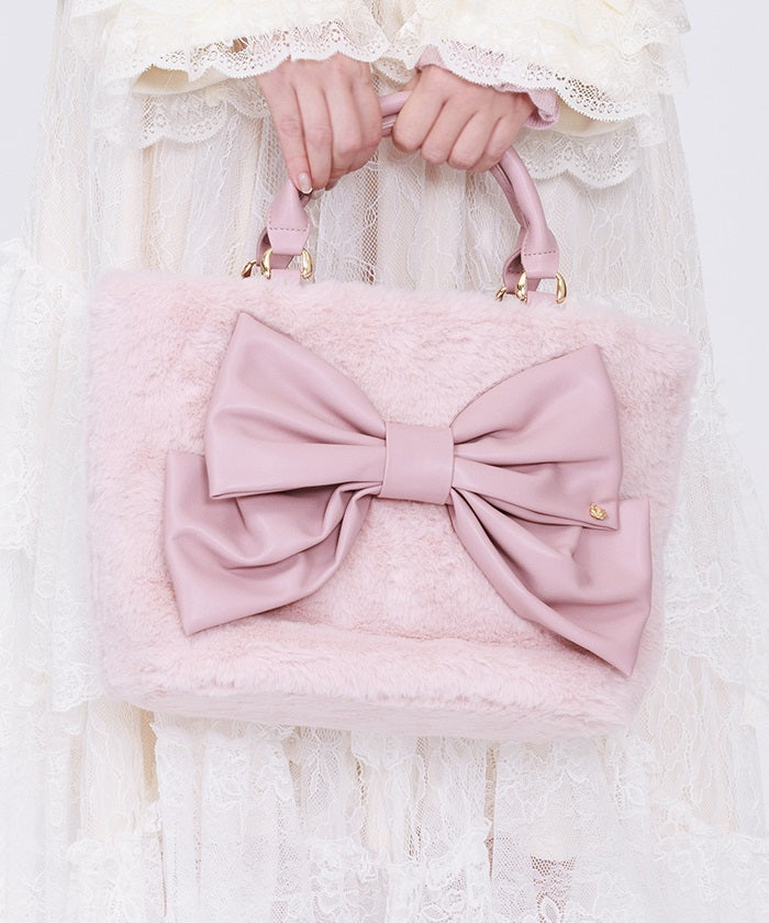 Ribbon Design Fur Bag