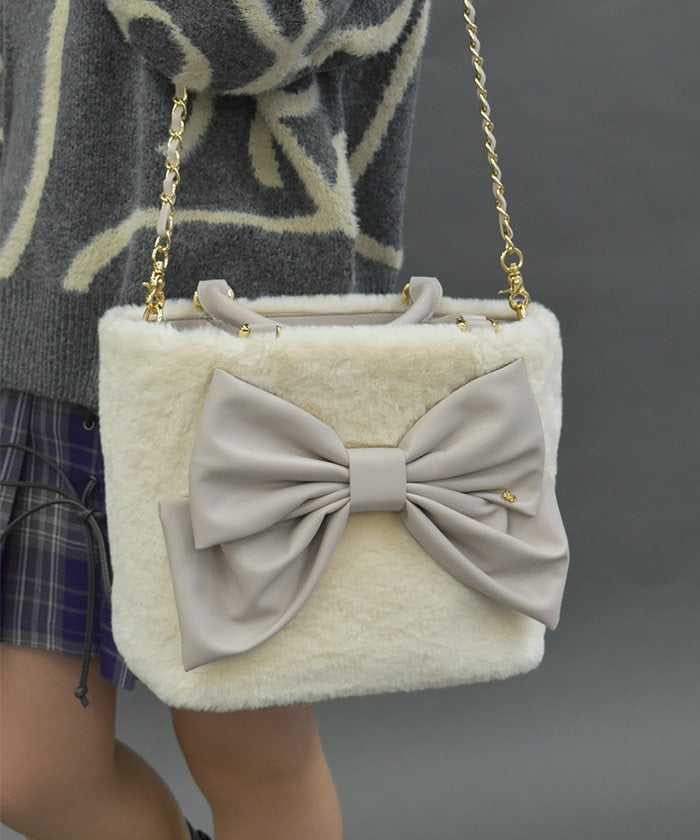 Ribbon Design Fur Bag