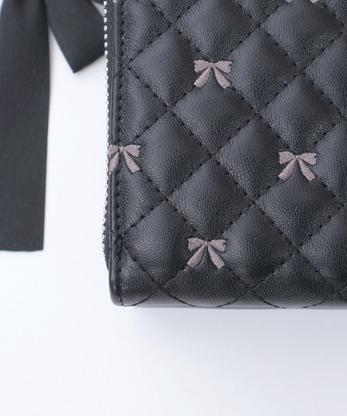 Ribbon Embroidery Quilted Shoulder Bag (Pre-order)