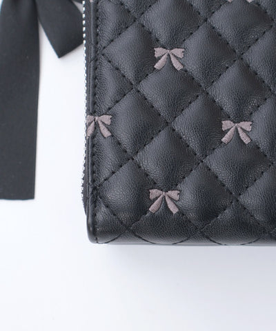 Ribbon Embroidery Quilted Shoulder Bag (Pre-order)