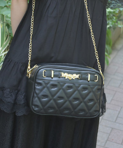 Rose Metal Parts Quilted Shoulder Bag