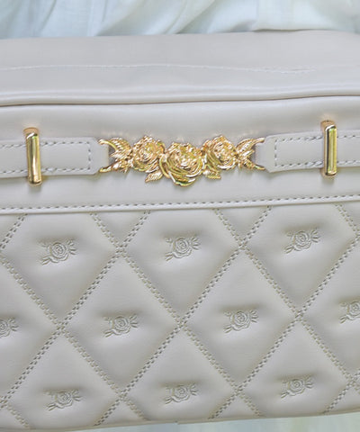 Rose Metal Parts Quilted Shoulder Bag