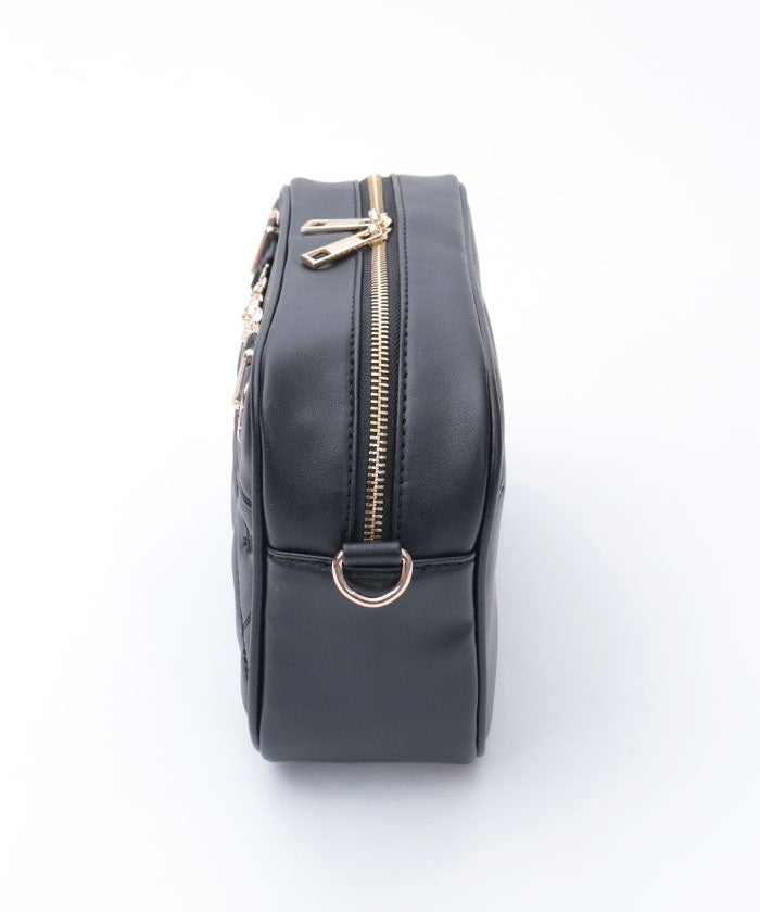 Rose Metal Parts Quilted Shoulder Bag