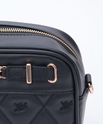 Rose Metal Parts Quilted Shoulder Bag