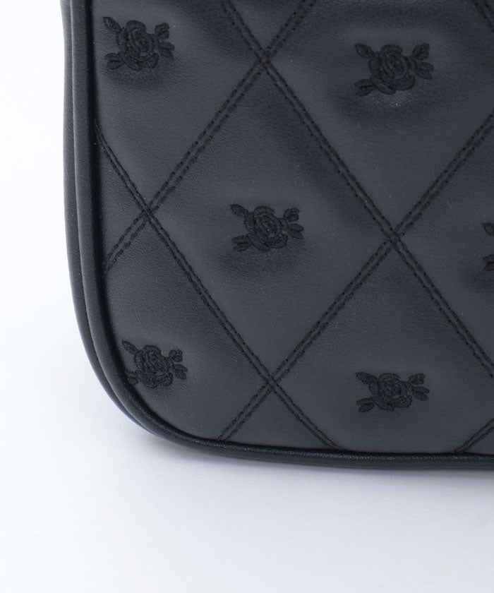 Rose Metal Parts Quilted Shoulder Bag