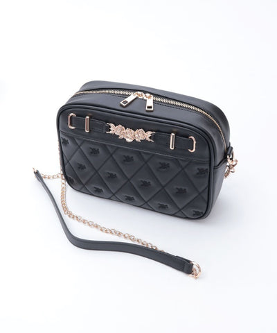 Rose Metal Parts Quilted Shoulder Bag
