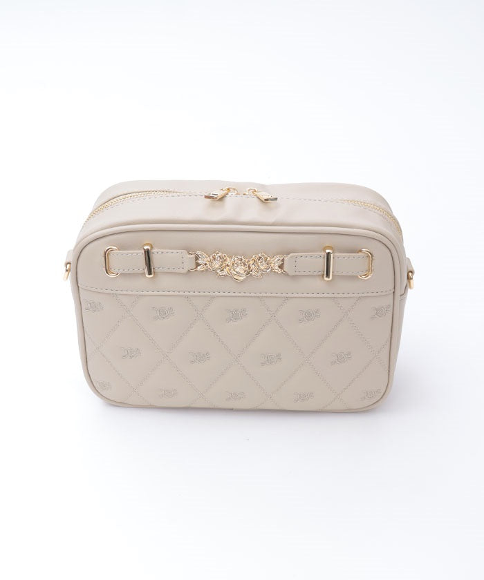Rose Metal Parts Quilted Shoulder Bag