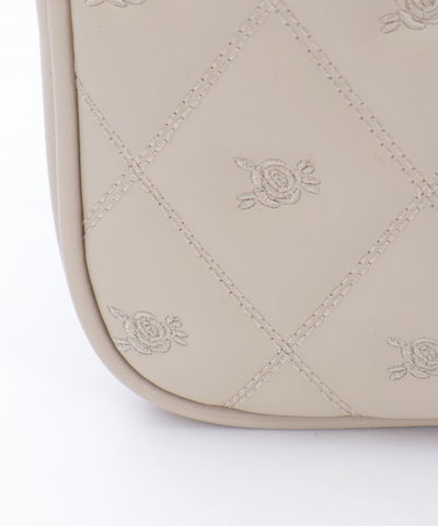 Rose Metal Parts Quilted Shoulder Bag